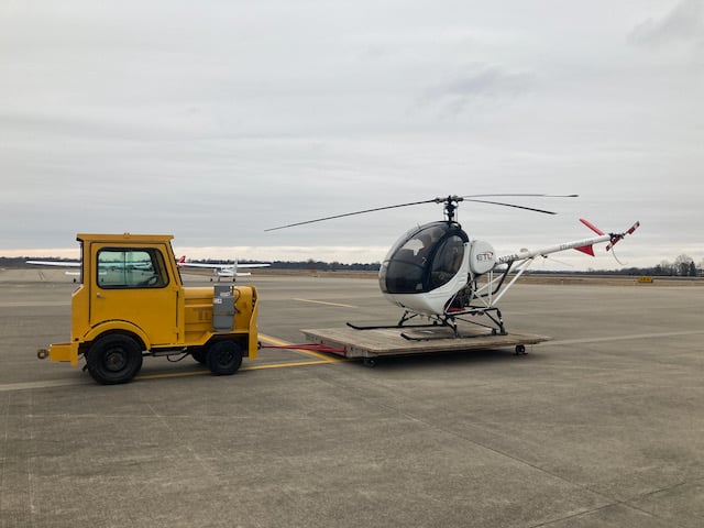 ETL Aviation's tug for towing the training helicopter at Blue Grass Airport